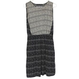 Zara Colorblock Dress Womens Size Small Sleeveless Black White Geometric Pockets